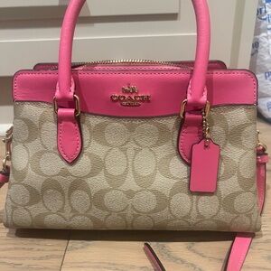 Coach Pink and Tan Satchel